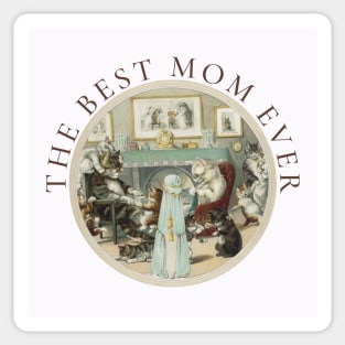 THE BEST KNITTING MOM IN THE WORLD, CAT. THE BEST KNITTING MOM EVER FINE ART VINTAGE STYLE OLD TIMES. Sticker